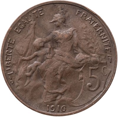 купить Франция 5 сантимов 1916