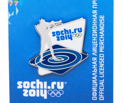 купить Значок РФ 2014г ОИ в Сочи "Спортивные Силуэты, Биатлон", 2 Вариант, Цанга