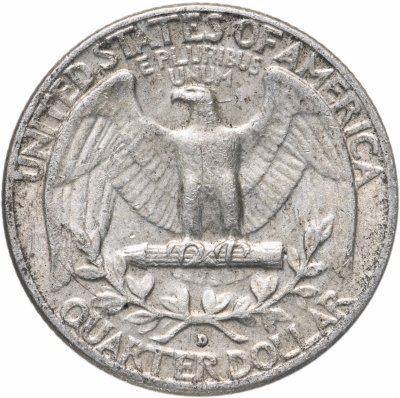 купить США 25 центов (квотер, 1/4 доллара, quarter dollar) 1960 D Washington Quarter (Вашингтон) знак монетного двора "D" - Денвер