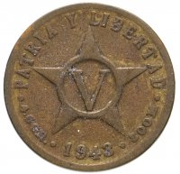 купить Куба 5 сентаво (centavos) 1943