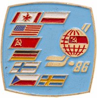 Купить Значок Чемпионат мира по хоккею 1986 год Москва (Разновидность случайная )