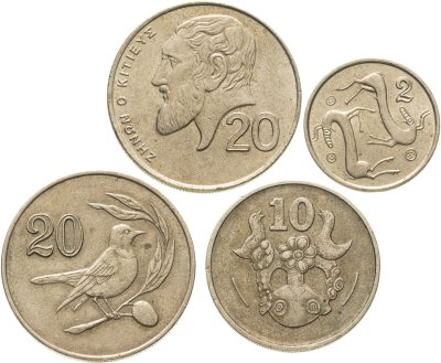 купить Кипр набор монет 1983-1996 гг 2, 10, 20 центов (4 штуки)