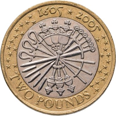 купить Великобритания 2 фунта (pounds) 2005 "400 лет "Пороховому заговору"