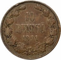 Купить 10 пенни (pennia) 1891, монета для Финляндии