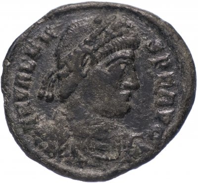 купить Римская Империя Валент II 364–378 гг фракция фоллиса (реверс: император идет вправо, волочит за волосы пленника)