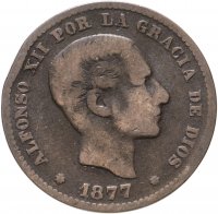 купить Испания 5 сентимо (centimos) 1877