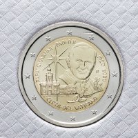 Купить Ватикан 2 евро 2020 "100 лет со дня рождения Папы Иоанна Павла II", в буклете