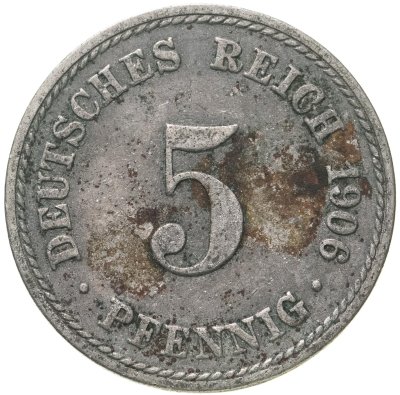 купить Германия 5 пфеннигов 1906 А