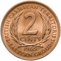 купить 2 цента (cents) 1965 Восточные Карибы