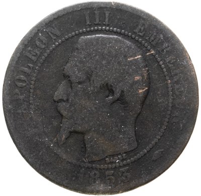 купить Франция 10 сантимов (centimes) 1853,А