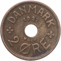 купить Дания 2 эре (ore) 1927, отметка ♥ HCN