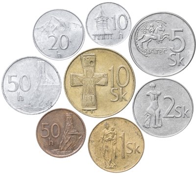 купить Словакия, полный набор монет 1993-1996 (8 монет)
