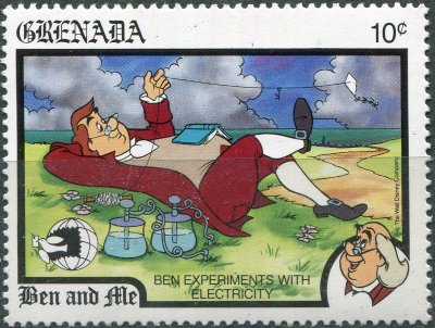 купить Гренада Почтовая марка 1989 ""Бен и я". Проведение эксперимента с электричеством"