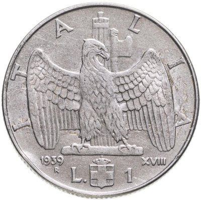 купить Италия 1 лира 1939-1943, случайный год, магнетик