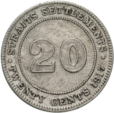 купить Стрейтс Сетлментс 20 центов (cents) 1917