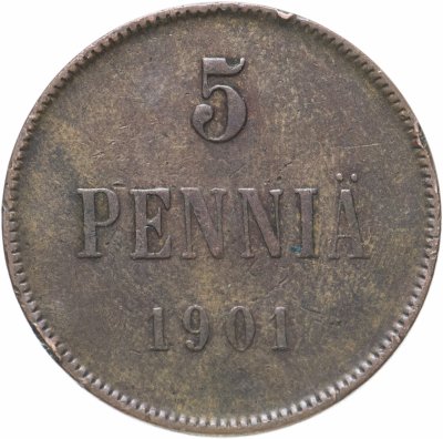 купить 5 пенни 1901, монета для Финляндии