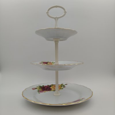 купить Конфетница (фруктовница) с цветочным декором, фарфор, деколь, золочение, пластик, Moritz Zdekauer (MZ), Чехия, 1990-2010 гг.