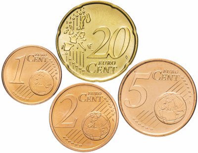 купить Германия полный годовой набор 2005 двор F (4 монеты - 1,2,5,20 центов, UNC)