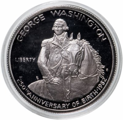 купить США 50 центов (1/2 доллара, half dollar) 1982 S Proof 250 лет со дня рождения Джорджа Вашингтона знак монетного двора "S" - Сан-Франциско в футляре