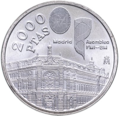 купить Испания 2000 песет (pesetas) 1994 "Ассамблея Всемирного банка и МВФ в Мадриде"