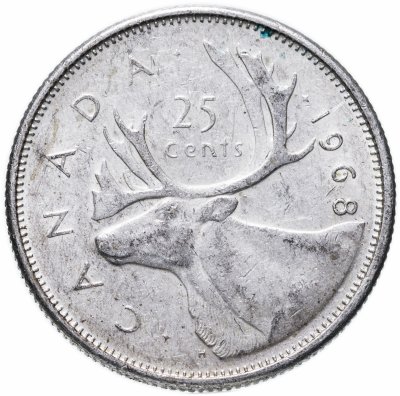 купить Канада 25 центов (квотер, cents) 1968