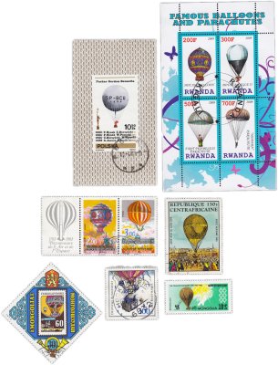 купить Набор из 5 марок и 2 квартблоков "Воздушные шары"