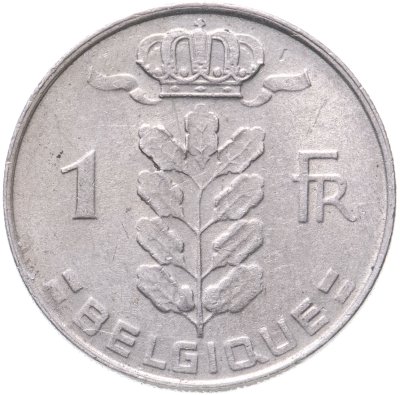 купить Бельгия 1 франк (franc) 1976 надпись на французском - "BELGIQUE"