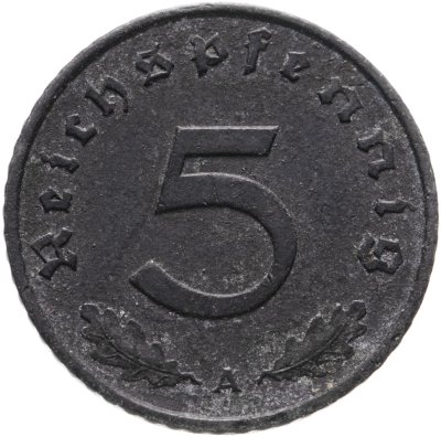 купить Германия, Третий рейх 5 рейхспфеннигов (reichspfennig) 1941, знак монетного двора: "A" - Берлин