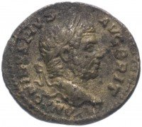 Купить Римская Империя Каракалла 211–217 гг денарий (реверс: Виктория стоит на корабле, в руках - венок и пальмовая ветвь)