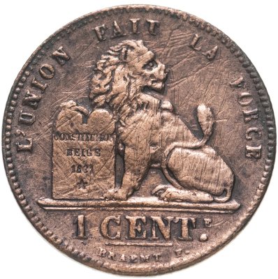 купить Бельгия 1 сантим (centime) 1882 Надпись на французском - 'DES BELGES'