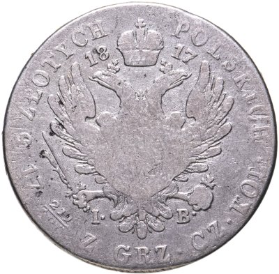 купить 5 злотых (zlotych) 1817 IB голова больше, в крыле орла 7 перьев