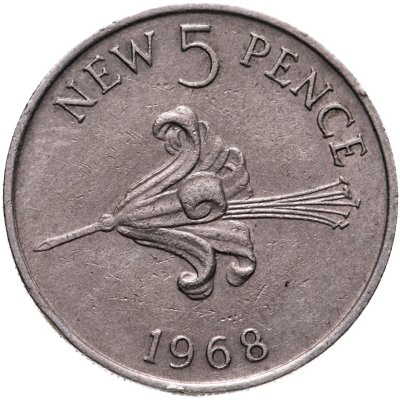 купить Остров Гернси 5 пенсов 1968