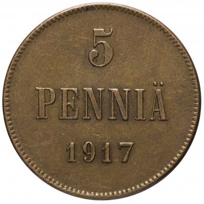 купить Для Финляндии 5 пенни 1917 с гербовым орлом