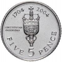 Купить Гибралтар 5 пенсов (pence) 2004 "300 лет захвату Гибралтара"