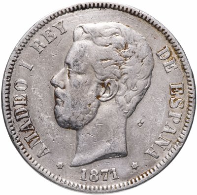купить Испания 5 песет (pesetas) 1871