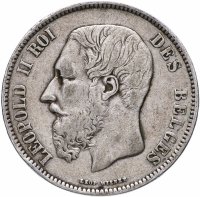 Купить Бельгия 5 франков (francs) 1869