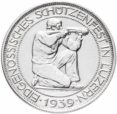 купить Швейцария 5 франков (francs) 1939 "Стрелковый фестиваль в Люцерне"