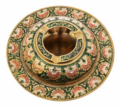 купить Пепельница с растительным декором, латунь, эмаль, Индия, 1970-1990 гг.