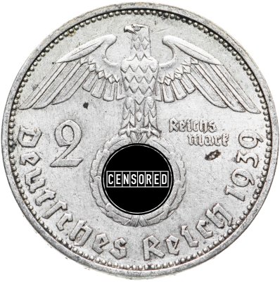 купить Германия (Третий Рейх) 2 рейхсмарки 1939, знак монетного двора: "E" - Мульденхюттен