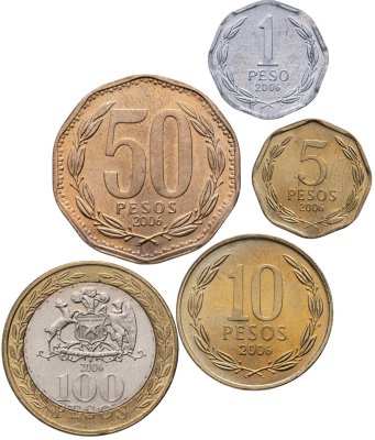 купить Чили. Набор №5 (5 монет. 1 биметалл) 2001-2006