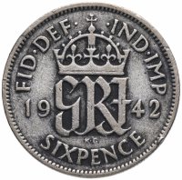 Купить Великобритания 6 пенсов 1942