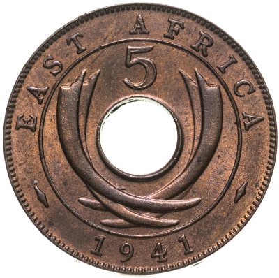 купить Британская Восточная Африка 5 центов (cents) 1941