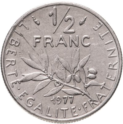 купить Франция 1/2 франка (franc) 1977
