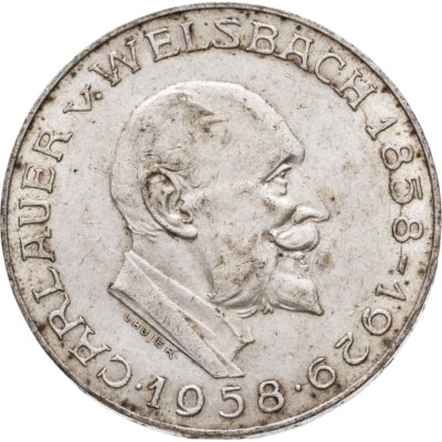 купить Австрия 25 шиллингов (shillings) 1958 100 лет со дня рождения Карла Ауэра фон Вельсбаха