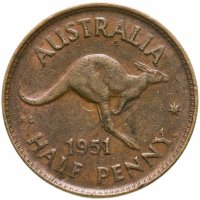 купить Австралия 1/2 пенни (penny) 1951, точка после "PENNY", (Король Георг VI)