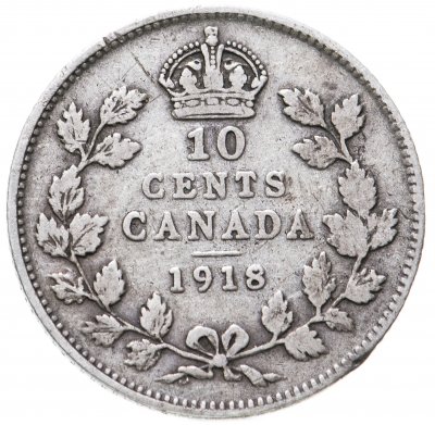 купить Канада 10 центов (cents) 1918