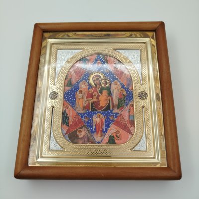 купить Икона "Неопалимая купина" в киоте, дерево, металл, печать, стекло, Российская Федерация, 2000-2020 гг.