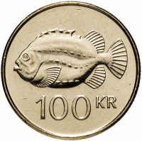Купить Исландия 100 крон 2007 год Пинагор (Рыба-воробей)