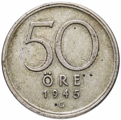 купить Швеция 50 эре (ore) 1945