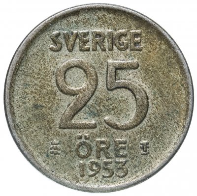купить Швеция 25 эре (ore) 1953